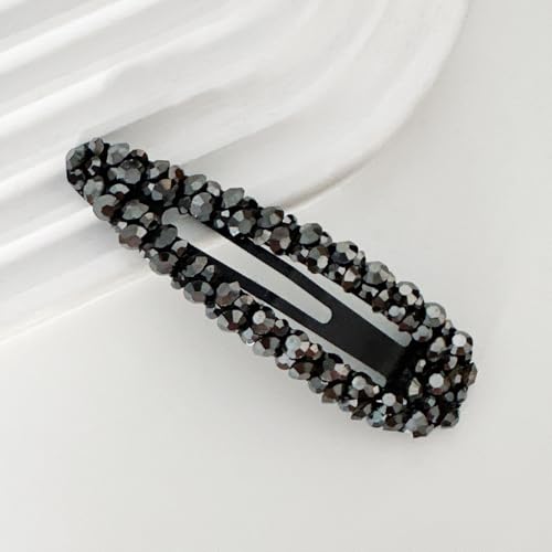 1 Stück 2.2x8cm Strass Haarspange für Damen,Bunte Strasssteine Haarclips Haarklammern Braut Kristall Haarspangen Glitzer Metall Haar Clips Haarschmuck für Hochzeit Bankett,Schwarz B von Blausky
