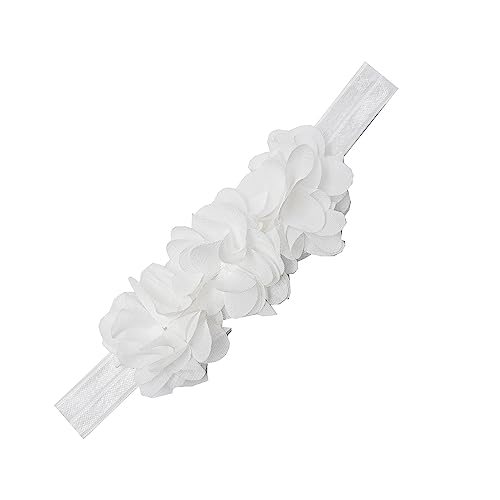 1 Stück 34-36 cm Elastisch Headband,Haarreifen Blumenstirnband mit Perlen Chiffon Haarbänder Weiche Turban Headwrap Dünn Stirnbänder Antirutsch Headbands Haarschmuck,Creme C von Blausky