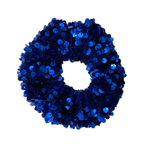 1 Stück 4 x 10 cm Glitzer-Haargummi,Scrunchies Samt,Große Haargummis mit Paillette,Glitzernd Stoff Haarschmuck Elastischer Pferdeschwanz-Halter Haarbänder für Frauen und Damen,Blau von Blausky