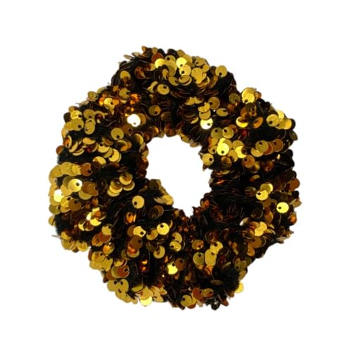 1 Stück 4 x 10 cm Glitzer-Haargummi,Scrunchies Samt,Große Haargummis mit Paillette,Glitzernd Stoff Haarschmuck Elastischer Pferdeschwanz-Halter Haarbänder für Frauen und Damen,Gelb von Blausky