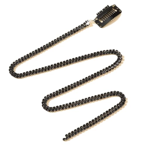 1 Stück 52cm Glitzer Strass Haarketten für Zöpfe,Haarspangenketten Punk Crystal Quaste Ketten mit Haarspangen Bling Quaste Party Haarschmuck für Frauen Weihnachten Halloween,Schwarz von Blausky