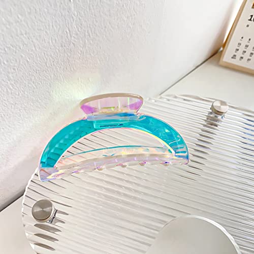 1 Stück 8.5x4.8cm Laser Haarspangen Damen,Bunte Claw Clips Rutschfest Haarklammern Starken Halt Haarschmuck aus Acryl Haarstyling-Zubehör für Dickes Und Dünnes Haar,Bunt Blau C von Blausky