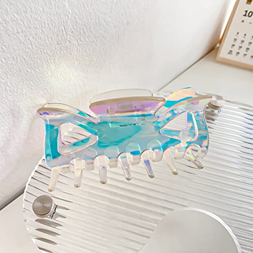 1 Stück 9x4.8cm Laser Haarspangen Damen,Bunte Claw Clips Rutschfest Haarklammern Starken Halt Haarschmuck aus Acryl Haarstyling-Zubehör für Dickes Und Dünnes Haar,Bunt Blau O von Blausky