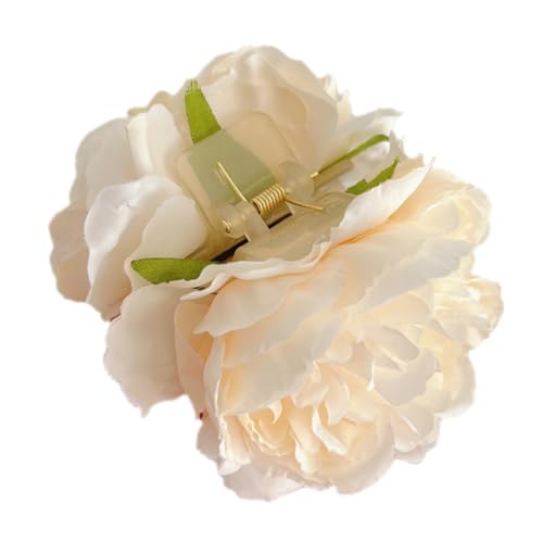 1 Stück Blumen Haarklammer Frauen,Rose Haarspange Elegant Seidenblume Hair Clip Hawaii Haarklammern Rutschfest Haarstyling Zubehör Haarschmuck für Damen,Dickes Dünnes Haar,Beige von Blausky