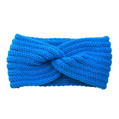 1 Stück Damen Gestrickt Stirnband Ohrenwärmer Winter Haarband Verdicken Elastische Haarband Strick-Kopfband für Frauen Outdoor Sport Einkaufen Skifahren Laufen Joggen 11x21cm,Blau von Blausky
