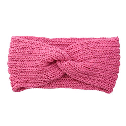 1 Stück Damen Gestrickt Stirnband Ohrenwärmer Winter Haarband Verdicken Elastische Haarband Strick-Kopfband für Frauen Outdoor Sport Einkaufen Skifahren Laufen Joggen 11x21cm,Dunkelrosa von Blausky