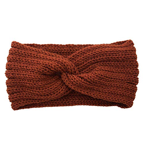 1 Stück Damen Gestrickt Stirnband Ohrenwärmer Winter Haarband Verdicken Elastische Haarband Strick-Kopfband für Frauen Outdoor Sport Einkaufen Skifahren Laufen Joggen 11x21cm,Kaffee A von Blausky