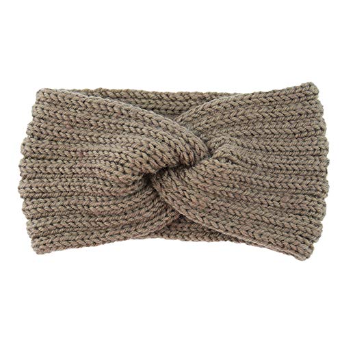 1 Stück Damen Gestrickt Stirnband Ohrenwärmer Winter Haarband Verdicken Elastische Haarband Strick-Kopfband für Frauen Outdoor Sport Einkaufen Skifahren Laufen Joggen 11x21cm,Khaki von Blausky