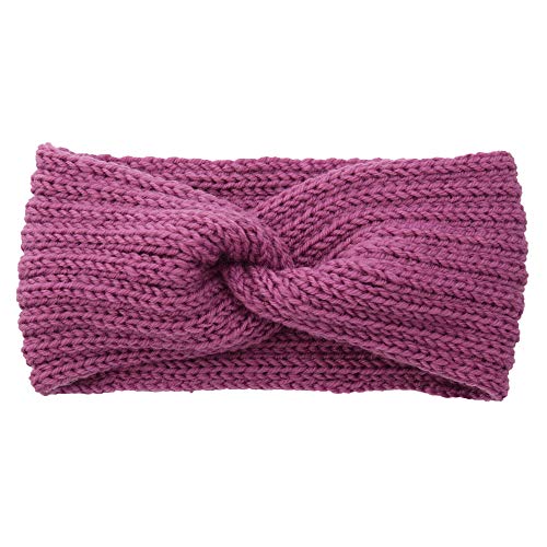 1 Stück Damen Gestrickt Stirnband Ohrenwärmer Winter Haarband Verdicken Elastische Haarband Strick-Kopfband für Frauen Outdoor Sport Einkaufen Skifahren Laufen Joggen 11x21cm,Violett A von Blausky