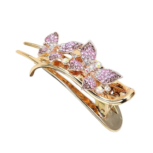 1 Stück Damen Haarklammern Haarspangen Strass haarnadel Metall Haar Griffe Groß Französische Haarspangen,Rutschfest Haarspange Elegant Haarschmuck für Damen,9 x 3.5 cm,Schmetterling lila von Blausky