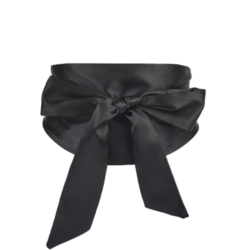 1 Stück Damen Kleid Schärpe,Brautgürtel Satin Taillengürtel mit Groß Schleife Gürtel zum Schnüren Klassische Retro Schleife Waist Belt Breiter Wickelgürtel für Party Halloween,Schwarz von Blausky