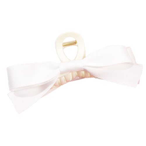 1 Stück Doppelseitig Schleife Haarklammern,Rutschfeste Haarklammer Haarkrallen Haarspangen mit Bandschleife Große Hair Clip Haarschmuck für Frauen Dünnes und Dickes Haar,Cremeweiß von Blausky