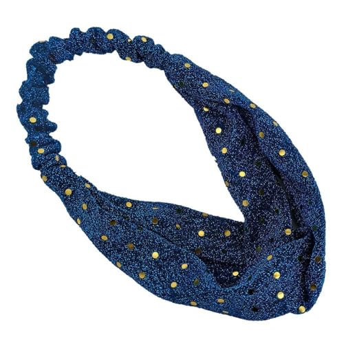 1 Stück Dünn Stirnbänder Damen,elastische Haarbänder mit Pailletten Rutschfest Turban Glitzer Criss Cross Kopftuch Knoten Headband Haarschmuck für Yoga Workout Laufen Sport,Blau von Blausky