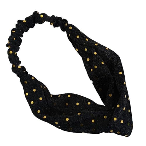 1 Stück Dünn Stirnbänder Damen,elastische Haarbänder mit Pailletten Rutschfest Turban Glitzer Criss Cross Kopftuch Knoten Headband Haarschmuck für Yoga Workout Laufen Sport,Schwarz von Blausky
