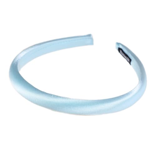 1 Stück Dünne Haarband Damen,Vintage Gepolstertes Stirnbänder Einfarbig Haarreifen Elastisches Kopfband Satin-Stirnband DIY Haarbänder für Yoga Spa Make-up und täglich,Hellblau von Blausky
