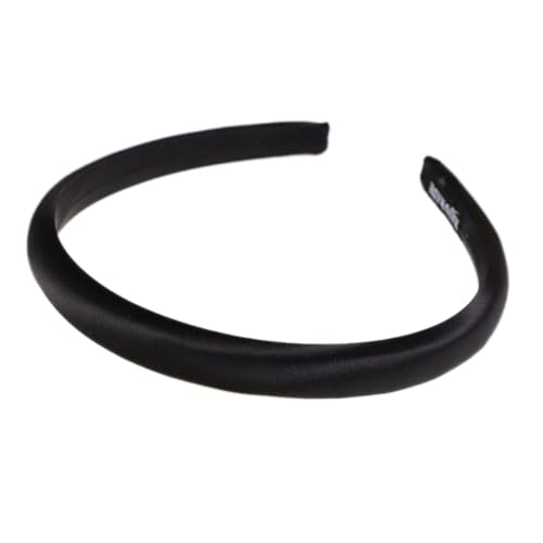 1 Stück Dünne Haarband Damen,Vintage Gepolstertes Stirnbänder Einfarbig Haarreifen Elastisches Kopfband Satin-Stirnband DIY Haarbänder für Yoga Spa Make-up und täglich,Schwarz von Blausky