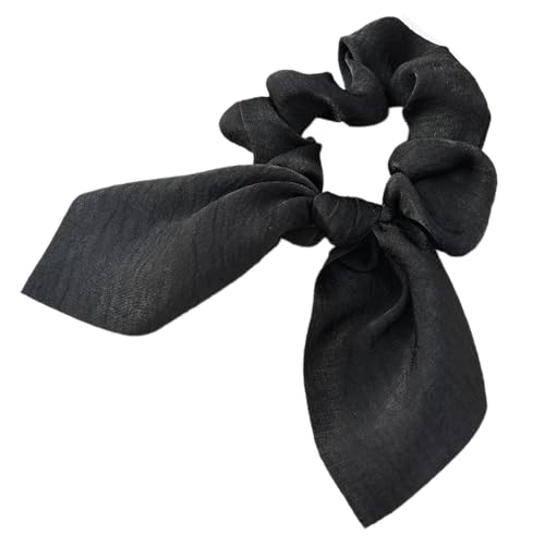 1 Stück Elasitc Haargummis für Damen,Weiche Schleife Scrunchies Kaninchenohren Scrunchie Haarschmuck Stoffe Haarband Pferdeschwanz-Halter für dickes Haar und lockiges Haar,Schwarz von Blausky