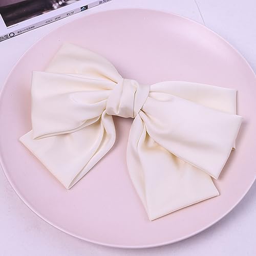 1 St點k Haarspange mit Satinschleife,Schleifen Haarclips,M鋎chen Haarnadeln,Gro遝r Bogen Haarklammer,Bunte Haarschmuck,Haar Clips,Haarspangen,f黵 Damen und Frauen,22 x 17 cm,Beige von Blausky