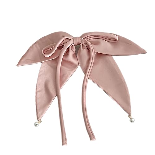 1 St點k Haarspangen mit gro遝r Schleife,Schleifen-Haarspange,Schleifen Langer Schwanz franz鰏isches Band Federclip,Eleganter Satin-Haarschmuck f黵 Frauen,Haarschleifen,25 x 23 cm,Rosa von Blausky