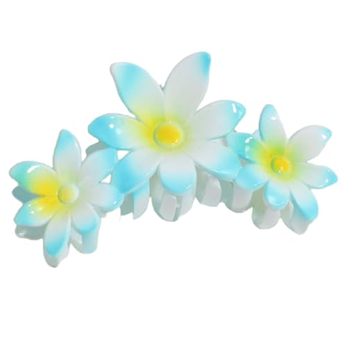 1 Stück Hawaii Blume Haarklammer für Damen Dickes & Dünnes Haar,Blumen Claw Clip Rutschfeste Klauenklammern Haarklammern Haarstyling Zubehör für Strand Party Pool Urlaub,Blau von Blausky