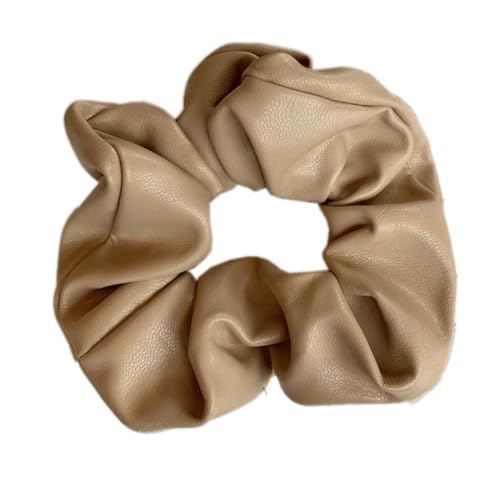 1 Stück Leder Haargummis für Damen,Scrunchies Weiche Elastische Haare Ringe Haarband Haarringe aus PU-Leder Pferdeschwanzhalter Haarschmuck für Frauen Dicke und Lockiges Haar,Aprikose von Blausky