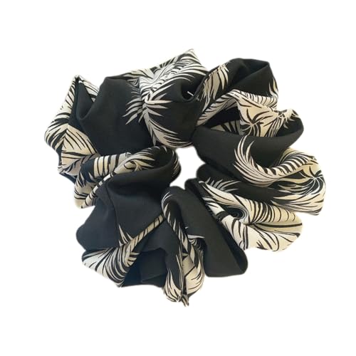 1 Stück Mehrfarbig Großes Scrunchies,Frauen Retro Stoff-Haarband Haar Bobbles Weiche Elastische Haarbänder Haargummis Elegant Haarschmuck für Damen Dickes und Dünne Haar,Schwarz A von Blausky
