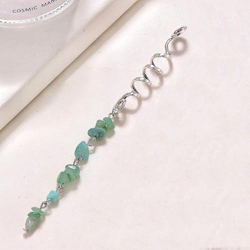 1 Stück Metall Dreadlocks Haarschmuck,Haarspiralen Clips Spiral Pin Spirale Haarspange mit Steinperlen Spirale Haar Clip Zöpfe Schmuck für Männer & Frauen DIY Haar Stil,Dunkelgrün A,L von Blausky