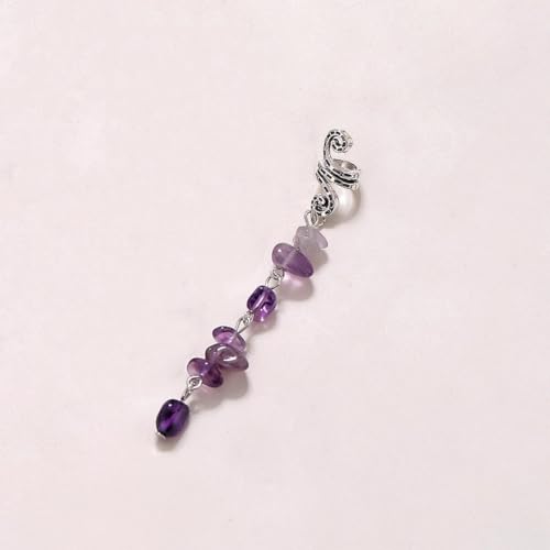 1 Stück Metall Dreadlocks Haarschmuck,Haarspiralen Clips Spiral Pin Spirale Haarspange mit Steinperlen Spirale Haar Clip Zöpfe Schmuck für Männer & Frauen DIY Haar Stil,Dunkelviolett A,M von Blausky