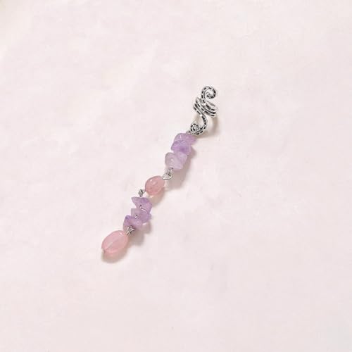 1 Stück Metall Dreadlocks Haarschmuck,Haarspiralen Clips Spiral Pin Spirale Haarspange mit Steinperlen Spirale Haar Clip Zöpfe Schmuck für Männer & Frauen DIY Haar Stil,Hellviolett A,M von Blausky