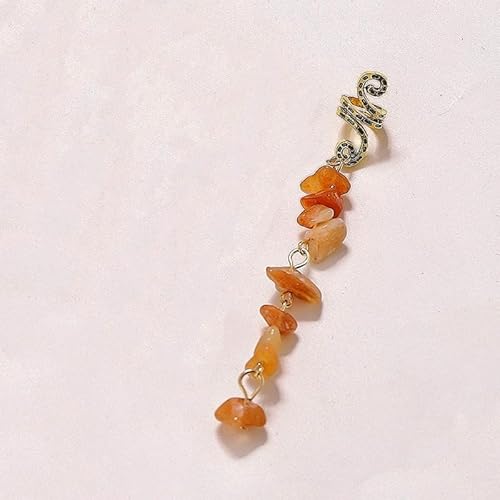 1 Stück Metall Dreadlocks Haarschmuck,Haarspiralen Clips Spiral Pin Spirale Haarspange mit Steinperlen Spirale Haar Clip Zöpfe Schmuck für Männer & Frauen DIY Haar Stil,Orange,M von Blausky