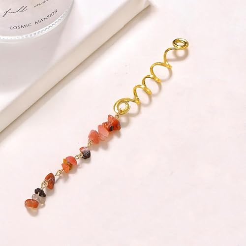 1 Stück Metall Dreadlocks Haarschmuck,Haarspiralen Clips Spiral Pin Spirale Haarspange mit Steinperlen Spirale Haar Clip Zöpfe Schmuck für Männer & Frauen DIY Haar Stil,Rot,L von Blausky