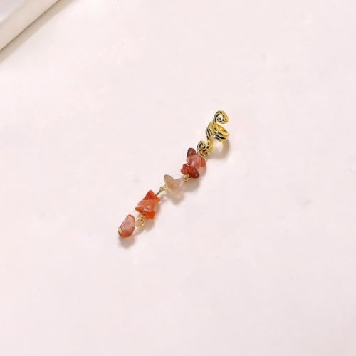 1 Stück Metall Dreadlocks Haarschmuck,Haarspiralen Clips Spiral Pin Spirale Haarspange mit Steinperlen Spirale Haar Clip Zöpfe Schmuck für Männer & Frauen DIY Haar Stil,Rot,M von Blausky