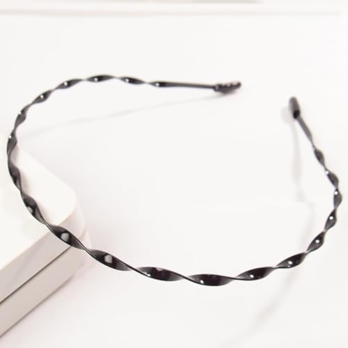 1 Stück Metall Haarband,Unisex Rutschfestes Elastisches Haarreif Welle Metall Stirnband Haarreifen Haarbänder für Männer und Frauen Outdoor Sport Tägliches Make-up Yoga,Schwarz G von Blausky