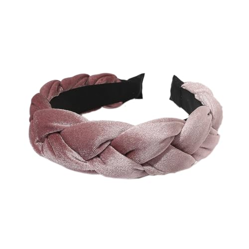 1 Stück Samt Haarreif,Geflochten Stirnband Breit Haarband Mode Haarschmuck für Damen Vintage Gepolsterte Stirnbänder Haarreifen Zopf DIY Haarbänder Haarschmuck für Weihnachten Wedding,Dunkelrosa von Blausky