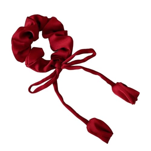 1 Stück Satin Haargummis,Bunte Satin Haar Scrunchie mit Schleife Weich Elastische Haarbänder Einfarbig Haarseil Seide Scrunchies Haarschmuck für Damen Dickes oder Dünnes Haar,Rot von Blausky