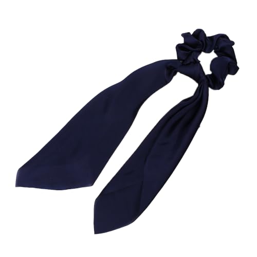 1 Stück Satin-Haarschleifen,Haarband mit Langer Schwanz für Damen Elastische Haargürtel Haargummis Haarbänder Elegant Bowknot Haar Ringe Pferdeschwanzhalter Frauen Haarschmuck,Satin-Marineblau von Blausky