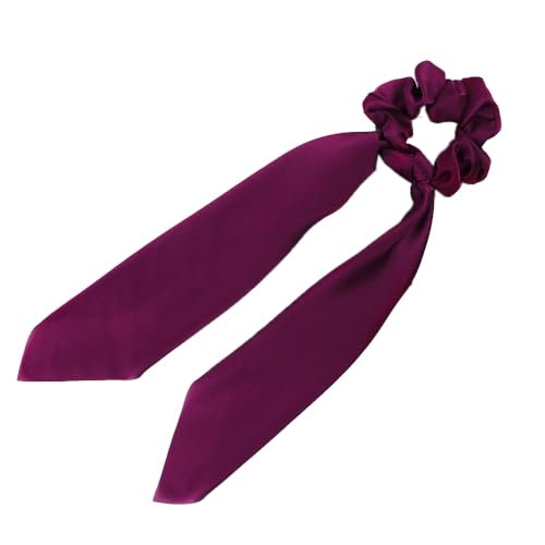 1 Stück Satin-Haarschleifen,Haarband mit Langer Schwanz für Damen Elastische Haargürtel Haargummis Haarbänder Elegant Bowknot Haar Ringe Pferdeschwanzhalter Frauen Haarschmuck,Satin-Weinrot von Blausky