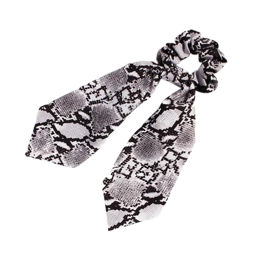 1 Stück Satin-Haarschleifen,Haarband mit Langer Schwanz für Damen Elastische Haargürtel Haargummis Haarbänder Elegant Bowknot Haar Ringe Pferdeschwanzhalter Frauen Haarschmuck,Snake Muster-Schwarzer von Blausky