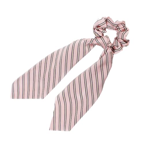 1 Stück Satin-Haarschleifen,Haarband mit Langer Schwanz für Damen Elastische Haargürtel Haargummis Haarbänder Elegant Bowknot Haar Ringe Pferdeschwanzhalter Frauen Haarschmuck,Streifen-Rosa von Blausky