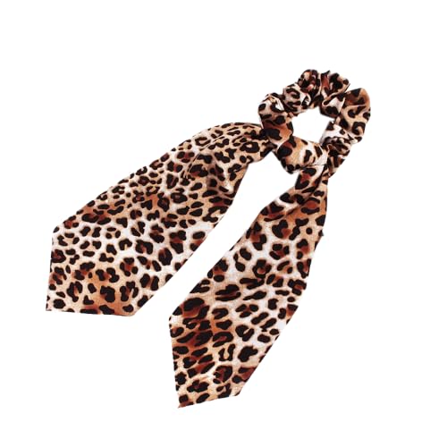 1 Stück Satin-Haarschleifen,Haarband mit Langer Schwanz für Damen Elastische Haargürtel Haargummis Haarbänder Elegant Bowknot Haar Ringe Pferdeschwanzhalter Haarschmuck,Leopardenmuster-Kaffee von Blausky
