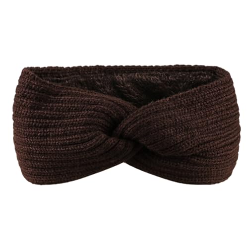 1 Stück Stirnband Damen Winter,Strick Haarband mit Twist Knoten und Rippenmuster Breite Plüsch Kopfband Elastische Haarbänder Warme Herbst Winter Stirnbänder Frauen 23.5x11cm,Kaffee von Blausky