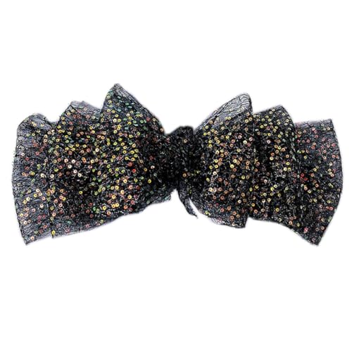 1 Stück Übergroß Haarschleifen Clip,Pailletten-Schleife Haarspangen 30cm Tüllschleife Haars Clips Französische Automatische Haarspange Elegante Haarschmuck für Damen und Mädchen,Schwarz von Blausky