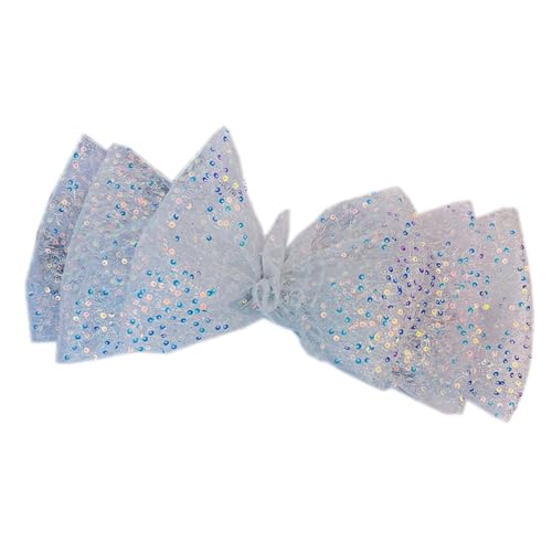 1 Stück Übergroß Haarschleifen Clip,Pailletten-Schleife Haarspangen 30cm Tüllschleife Haars Clips Französische Automatische Haarspange Elegante Haarschmuck für Damen und Mädchen,Weiß von Blausky