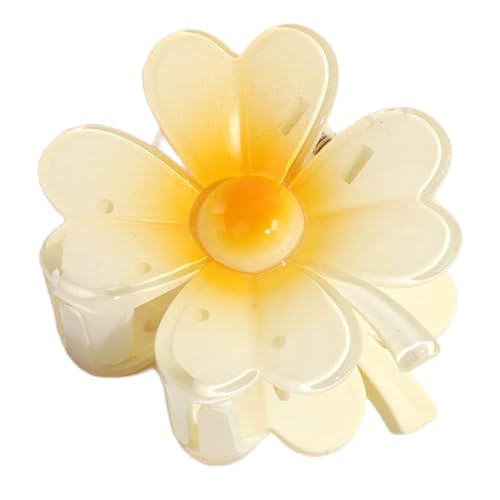 1 Stück Vierblättriges Kleeblatt Gradient Haarspangen 8x7cm,Niedliche Acryl Haarklammern für Damen,Hair Clip Dekorative Haarschmuck,Rutschfeste Haarklammer,für Dick/Dünn Haar,Gelb von Blausky