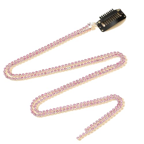 10 Stück 52cm Glitzer Strass Haarketten für Zöpfe,Haarspangenketten Punk Crystal Quaste Ketten mit Haarspangen Bling Quaste Party Haarschmuck für Frauen Weihnachten Halloween,Rosa von Blausky