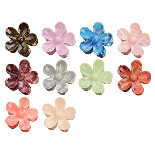 10 Stück Blumen Haarklammer,Blume Hawaii Haarspange Rutschfeste Flower Hair Clip Bunt Blumen Haarklammern Haarstyling-Zubehör Klauen Haarspangen für Frauen und Damen,dick/dünn Haar,Zufällige Farbe von Blausky