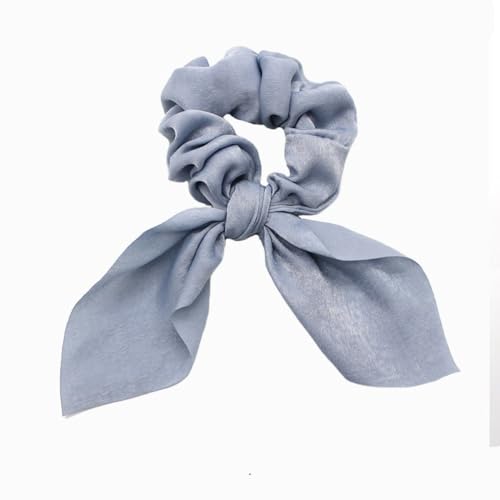 10 Stück Elastische Haargummis mit Schleife Hasenohren Scrunchies Kaninchen Hase Ohrschleife Haarbänder Satin Haare Ringe Haargummi Kaninchenohren Form für Frauen und Damen,Hellgrau von Blausky