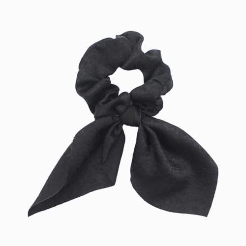 10 Stück Elastische Haargummis mit Schleife Hasenohren Scrunchies Kaninchen Hase Ohrschleife Haarbänder Satin Haare Ringe Haargummi Kaninchenohren Form für Frauen und Damen,Schwarz von Blausky