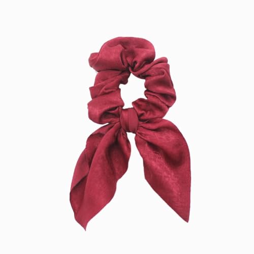 10 Stück Elastische Haargummis mit Schleife Hasenohren Scrunchies Kaninchen Hase Ohrschleife Haarbänder Satin Haare Ringe Haargummi Kaninchenohren Form für Frauen und Damen,Weinrot von Blausky