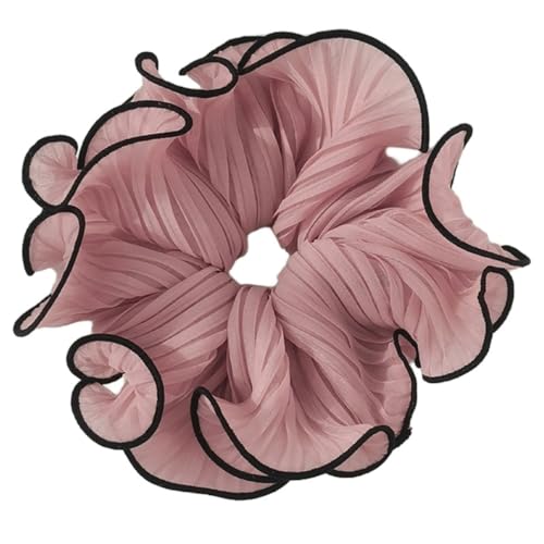 10 Stück Plisee-Stoff Haargummis Elastische Haarbänder Groß Rüschen Scrunchies Frauen Falten Haare Ringe,Pferdeschwanzhalter Elegant Französisch Haarringe für Damen Geburtstagsgeschenk,Rosa von Blausky